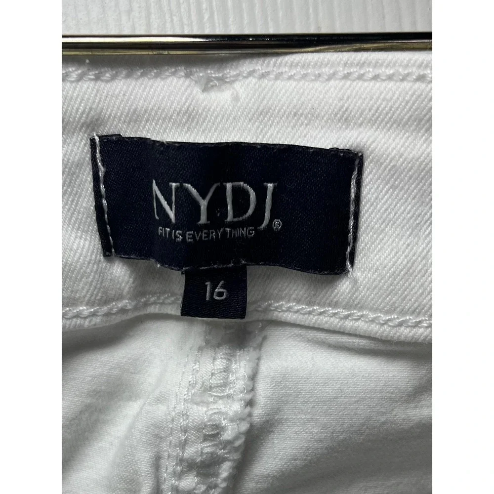 NYDJ Briella Shorts Womens 16 White Roll Cuff High Rise Lift Tuck Denim